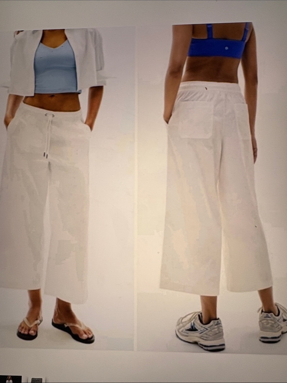 Athleta Mid Day Crop White Wide Leg Pants M